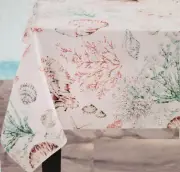 Fabric Tablecloth, 52"x70" Oblong, NAUTICAL,SEALIFE,SEASHELLS,SEAGRASS,FINN,BM