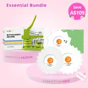 [Essential Bundle] Button Maker Machine 58mm+(110pcs Button Supplies+50 Sheets Printable Vinyl Sticker Paper Waterproof+Tools≥A＄49)