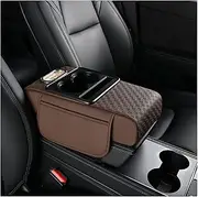 Car Arm Rest Cushion for Toyota RAV4 Plug-in-Hybrid GR Sport SEIT 2022-2024, Center Console Armrest Pillow Car Armrest Pad Trucks with Cup Holder, Armrest Pad Storage Bag(Brown)