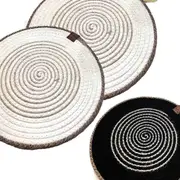 3 pack 2 White and 1 Black Coaster Round Thread Hand Woven Coffee Wine Tea Mat Non-slip Placemat Kitchen Au