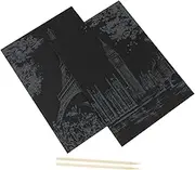 FELTECHELECTR 2pcs Scratch Paper DIY Art Supplies Black Crafts Party Favor with Scraping Stick for Childrens Creative Activities Fun Doodle Projects and Colorful Decorative Artwork