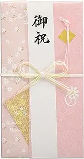 Iyo Yuna Center V104-07 Congratulatory Bag, Gold Seal, for General Celebrations, Flower Knot, Pink