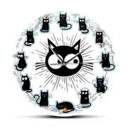 Black Cats Joy Style Wall Clock Kittens Wall Art Silent Clock Cartoon Cats Kid