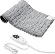 Heating pad, Electric Heat Pad with Automatic Switch-Off and 6 Temperature Levels Heating pad for Back Neck Shoulder Belly Heating Technology - Machine Washable(Silver Gray, 12" x 24")