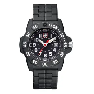 LUMINOX 雷明時NAVY SEAL 3500海豹2代碳纖維鏈帶腕錶-黑x白時標/45mm