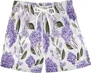 [RPLIFE] Boys Beach Shorts, Big Boys Swim Trunks 2T, Purple Lilac Flowers