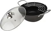 BRIGHTFUFU 1Set Japanese Style Non Stick Deep Fryer Pot with Oil Drainer Rack for Tempura Fried Chicken and French Fries Pouring Household Use