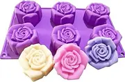RoseFlower 6-Cavity Rose Flower Shape Silicone Moulds, Food Grade Silicone Cake Mould Non-Stick Chocolate Moulds, Silicone Baking Moulds for Making Cake, Chocolate, Jelly, Ice Cube and Muffin