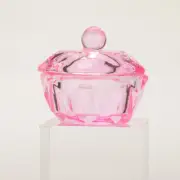 2 Pcs Pink Crystal Cup Nail Organizers and Storage Liquid Container Glass