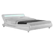 Thomas PU Bed Frame with LED Light White (Double Queen)