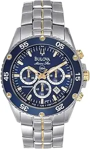 [Bulova] Men's Marine Star Chronograph Watch Stainless Steel Japanese Quartz Dress Stainless-Steel Strap, Silver, 22 (Model: 98H37)