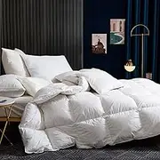 BedFabtasy Luxury 13.5 Tog King Heavyweight Goose Feathers Down Duvet｜100% Organic Cotton Cover & Down Proof Fabric｜Hotel Quality King Quilt Comforter with 8 Corner Tabs｜Machine Washable
