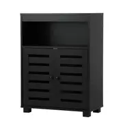 Oikiture Buffet Sideboard Shoe Storage Cabinet Slatted Doors Black