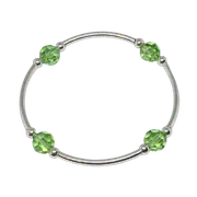 August PERIDOT Birthstone Bracelet - Swarovski Crystal – 8mm - Sterling Silver