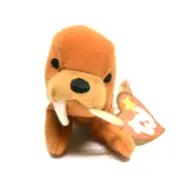 RARE RETIRED TY Beanie Babies Tusk the Baby Walrus Brown w/Tags Plush