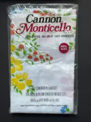 NEW Vintage CANNON Monticello Pair STANDARD PILLOWCASES Flowers Floral RETRO NOS