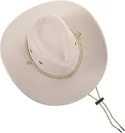 [COSMEVIVI] Cowboy Hat Unisex Wide Brim Felt Western Hat with Classic Design for Outdoor White