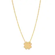 14K Yellow Gold Mini Clover Pendant Necklace, 16" To 18" Adjustable