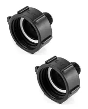IBC Tote Tank Drain Adapter, 2" Coarse Thread x 3/4" Male NPT 2 Pack Black