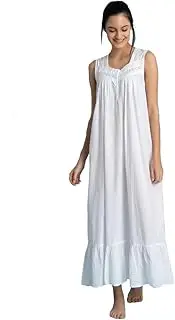 [Eship Exports] 100% Cotton iconic white bohemian nightgown Victorian style sleeveless night dress sleepwear nighty