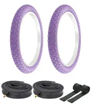 BICYCLE PRO+ 18 X 2.125 PURPLE COMP III TIRES W/ HEAVY DUTY TUBES & RIMSTRIPS.