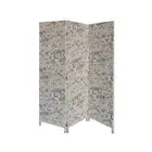 HomeRoots 3 Panel Soft Fabric Room Divider Beige Black - 71 x 47 x 1 in.