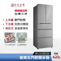 在飛比找蝦皮商城優惠-SANLUX 台灣三洋 420公升 變頻五門對開冰箱 SR-