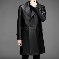 在飛比找Yahoo!奇摩拍賣優惠-男裝真皮皮衣冬季男士長款羊皮衣2023新品休閑西裝領時尚高端