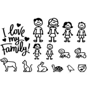 Family Car Decal Window Sticker Stick Figure Funny Sun Protection PVC Decorative (for: Honda Civic)
