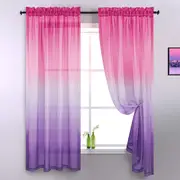 Ombre Sheer Curtains for Bedroom 2 Pieces Set Reversible Pink and Purple