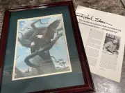 Wildlife Artist Richard Sloan Bald Eagle Art Framed Print 1976 Signed 14”x11”