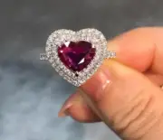 2.00 Ct Heart Shape Natural Ruby diamond Woman s Ring 14Ksolid white gold