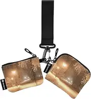 [XYMZR] Mini Zip Around Wristlet keychain Wallet Winter Park Scene for Women Personalized Pattern Detachable Dual Pouch Wristlet Portable Wallet Phone Coin Purse, Multi-colored, One Size