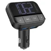 Promate EZFM-2 -Dual USB-A ports, In-Car FM Transmitter Supports Handsfree, Easy Plug-n-Play Remote Control, LCD Display [EZFM-2]