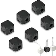 Magnetic Cable Clips, 6PC Magnetic Cord Cable Organizer Clips, Wire Holder Keeper Organizer, Hidden Charging Cable Storage Collector for Home, Desk, Office, Car, Nightstand (Black)