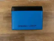 PRADA unisex blue & black City Calf compact bifold leather wallet authentic