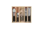 24pc Laguiole Silhouette Stainless Steel Cutlery Set Knife Fork Spoon Black