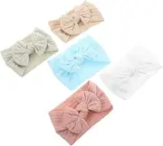 [WESIEVYA] 5pcs Elastic Bowknot Headbands for Soft Hair Accessories Comfortable Stylish for Everyday Wear Special Occasions for Newborns