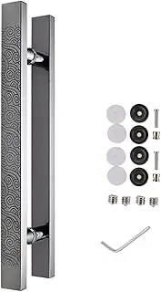 Chinese Style Door Handle Double-Sided, Sliding Barn Door Pull Bar Handle with Complete Kit, Stainless Steel Glass Entry Door Handle for Double Door (Color : A, Size : L 40cm/20 inch)