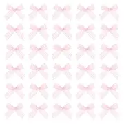 100 Pcs Mini Gingham Ribbon Bows 1.8 Inch Satin Ribbon Bows, Pink White