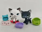 2pcs/lot Littlest Pet Shop toys LPS White Black Cat #64#336 W/5pcs Accessories