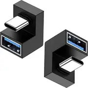 tunghey 2Pack U-Shape USB C to USB 3.1 Adapter 180 Degree Type C Male to USB A3.1 Female Coupler Connector 10Gbps Support Data Transfer OTG for All USB Type-C Phone Laptop Tablet.