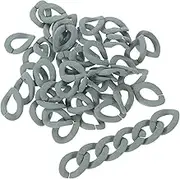 KAILIKETIY 50pcs Plastic Self-Buckle Chain Chains Sterling Silver Chain Kit Charms Clasp Link Bracelets Circle Chain Extender Badge Beads for Making Jewellery Carabiner Crimp Spinner Grey