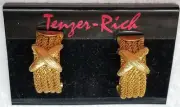 Marks the Spot Earrings X Plug Modern Gold Color Chain Mail Clip On Vintage