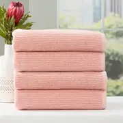 Renee Taylor Cobblestone 650 GSM Cotton Ribbed Towel Packs 4pc Bath Towel Blush