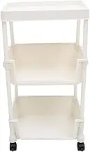 Ciieeo Utility Rack Rolling Storage Cart Book Case 3 Tier Utility Cart Multifunctional Storage Shelves Book Organizer Book Storage Craft Cart Shelf Multi-Layer Trolley Stand White Pp