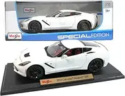 [Maisto] Special Edition Series 1:18 Scale Die Cast Car Set - White Color Sports Coupe 2014 Corvette Stingray Z51 with Display Base (Car Dimension: 9-1/2" x 3-1/2" x 3")