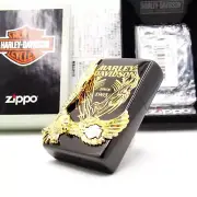 Harley Davidson Gold Black Bald Eagle Metal HDP-15 Zippo Oil Lighter 2022 MIB