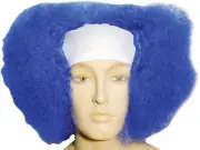 Bald Curly Clown White Front Blue - Lacey Wigs