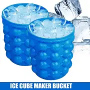 Portable Silicone Ice Cube Maker Bucket Freezable Ice Storage Space Saving Tray